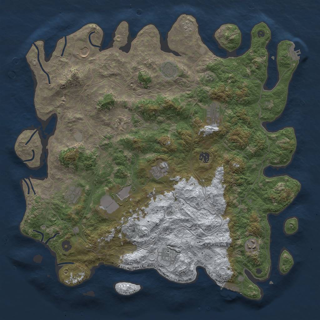 Rust Map: Procedural Map, Size: 4500, Seed: 942877868, 20 Monuments