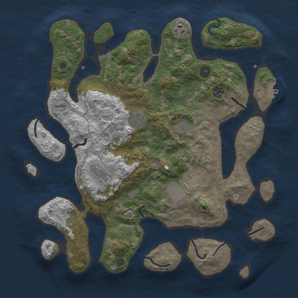 Rust Map: Procedural Map, Size: 4000, Seed: 939710, 11 Monuments