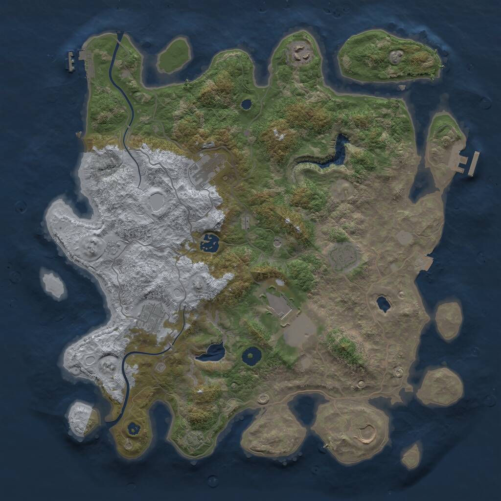 Rust Map: Procedural Map, Size: 4000, Seed: 939710, 13 Monuments