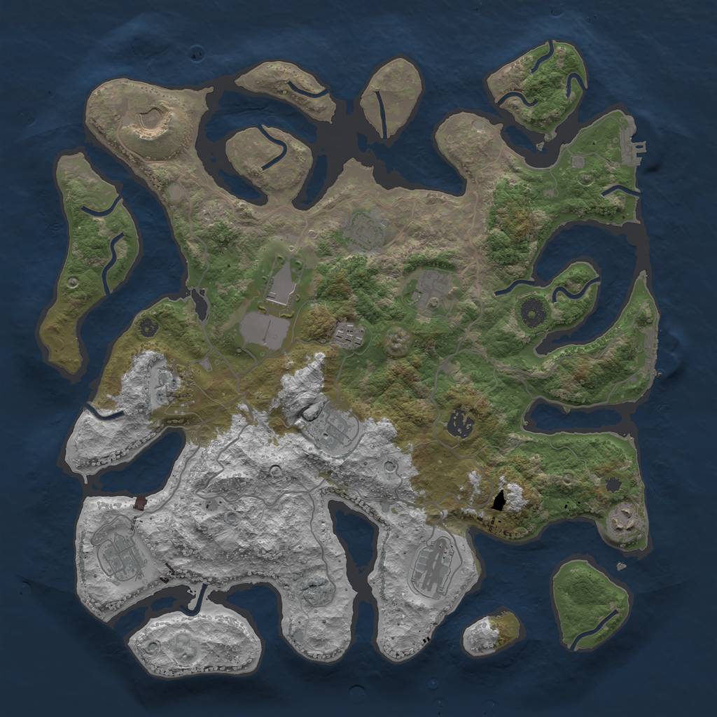 Rust Map: Procedural Map, Size: 4000, Seed: 610910, 16 Monuments