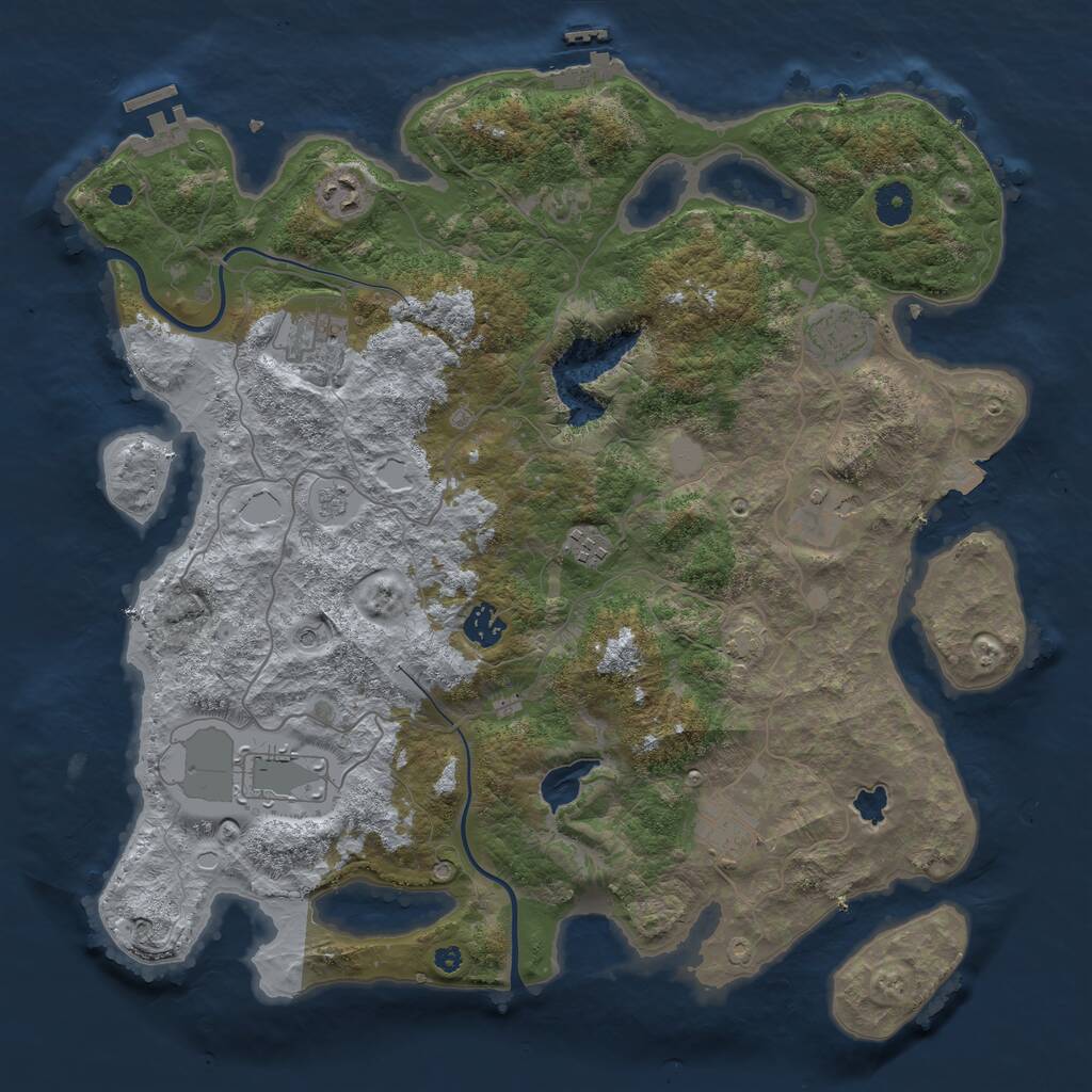 Rust Map: Procedural Map, Size: 4000, Seed: 501178, 14 Monuments