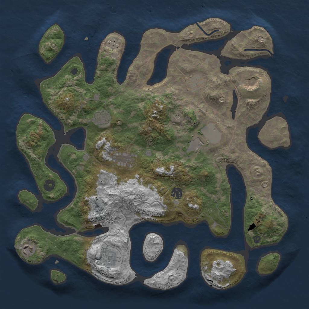 Rust Map: Procedural Map, Size: 4000, Seed: 13375397, 12 Monuments