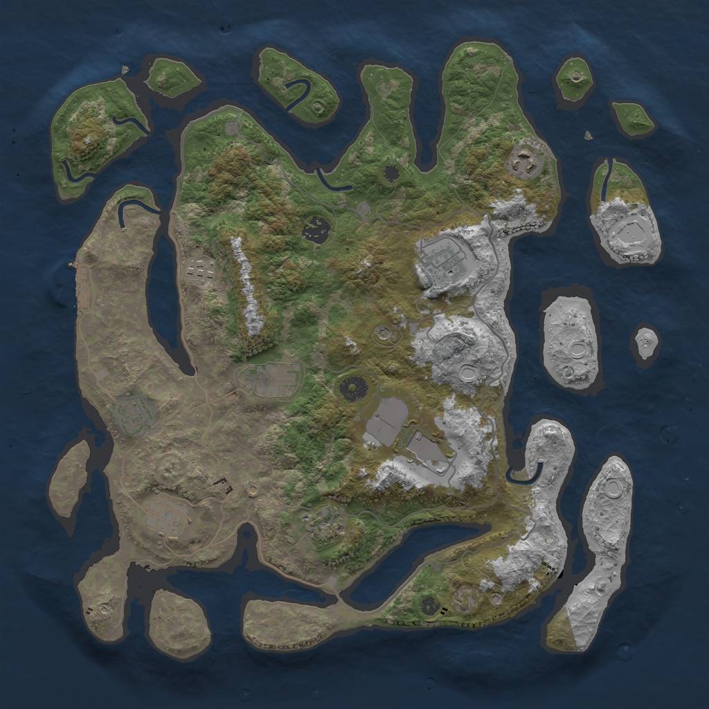 Rust Map: Procedural Map, Size: 4000, Seed: 808443, 19 Monuments