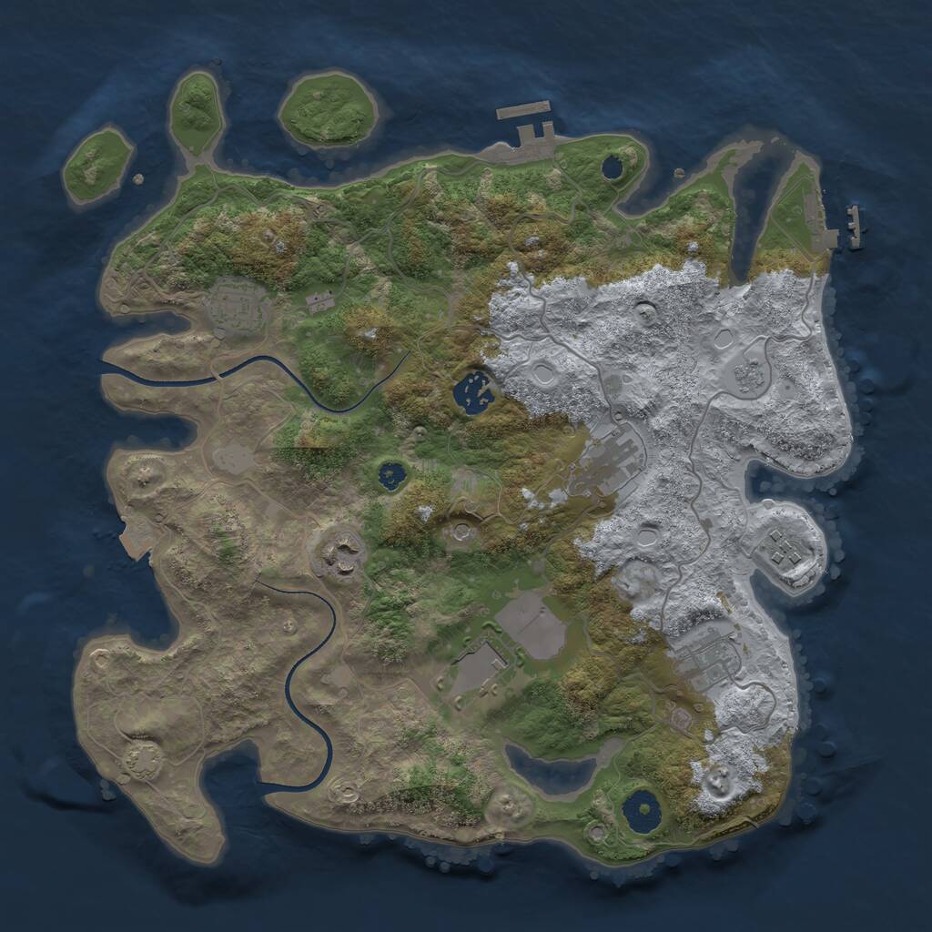 Rust Map: Procedural Map, Size: 3500, Seed: 111238, 13 Monuments