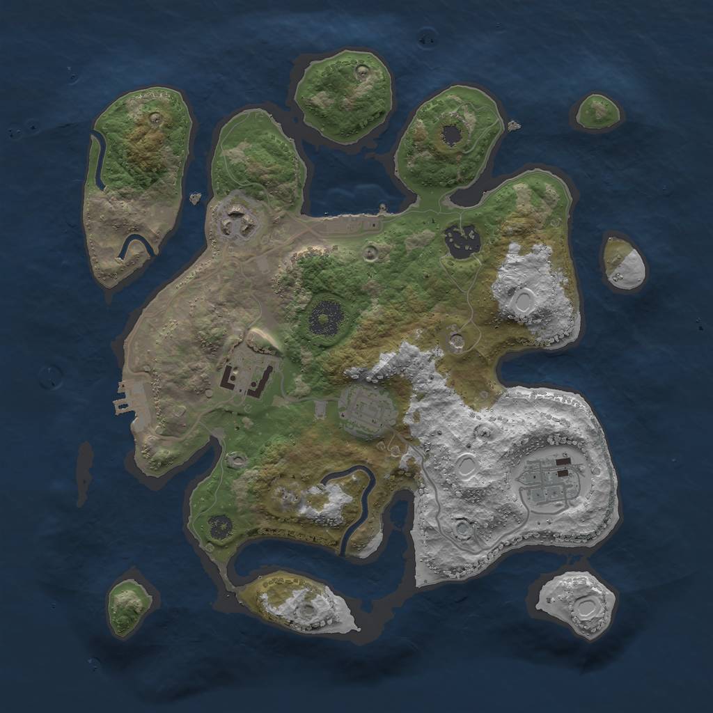 Rust Map: Procedural Map, Size: 3000, Seed: 827392, 16 Monuments