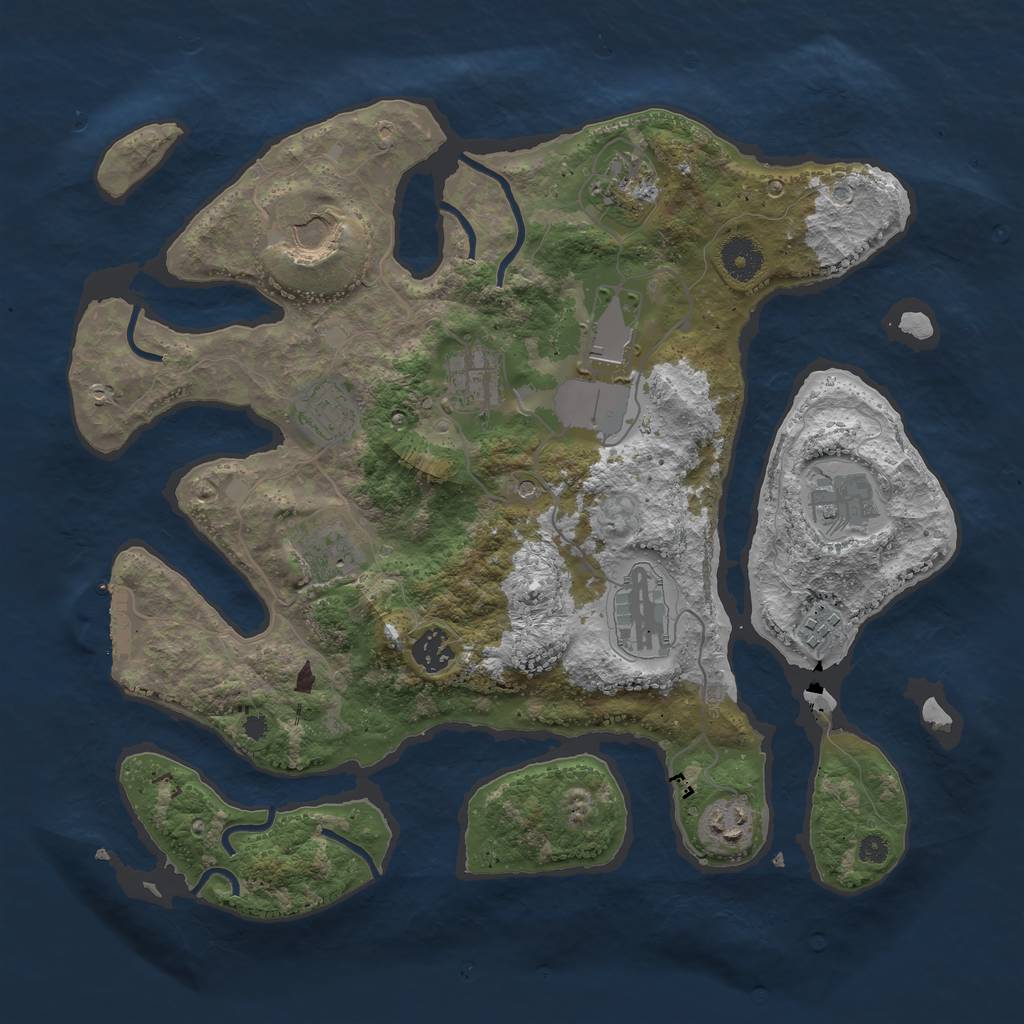 Rust Map: Procedural Map, Size: 3700, Seed: 25, 15 Monuments