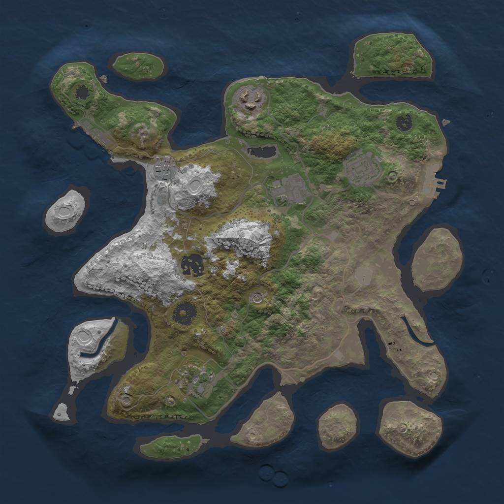 Rust Map: Procedural Map, Size: 3200, Seed: 91675, 14 Monuments