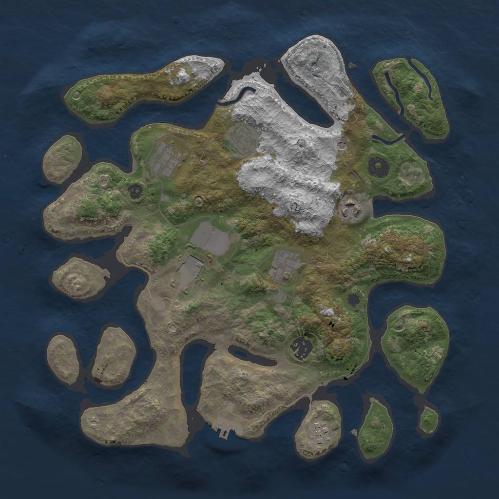 Rust Map: Procedural Map, Size: 3500, Seed: 45323, 11 Monuments