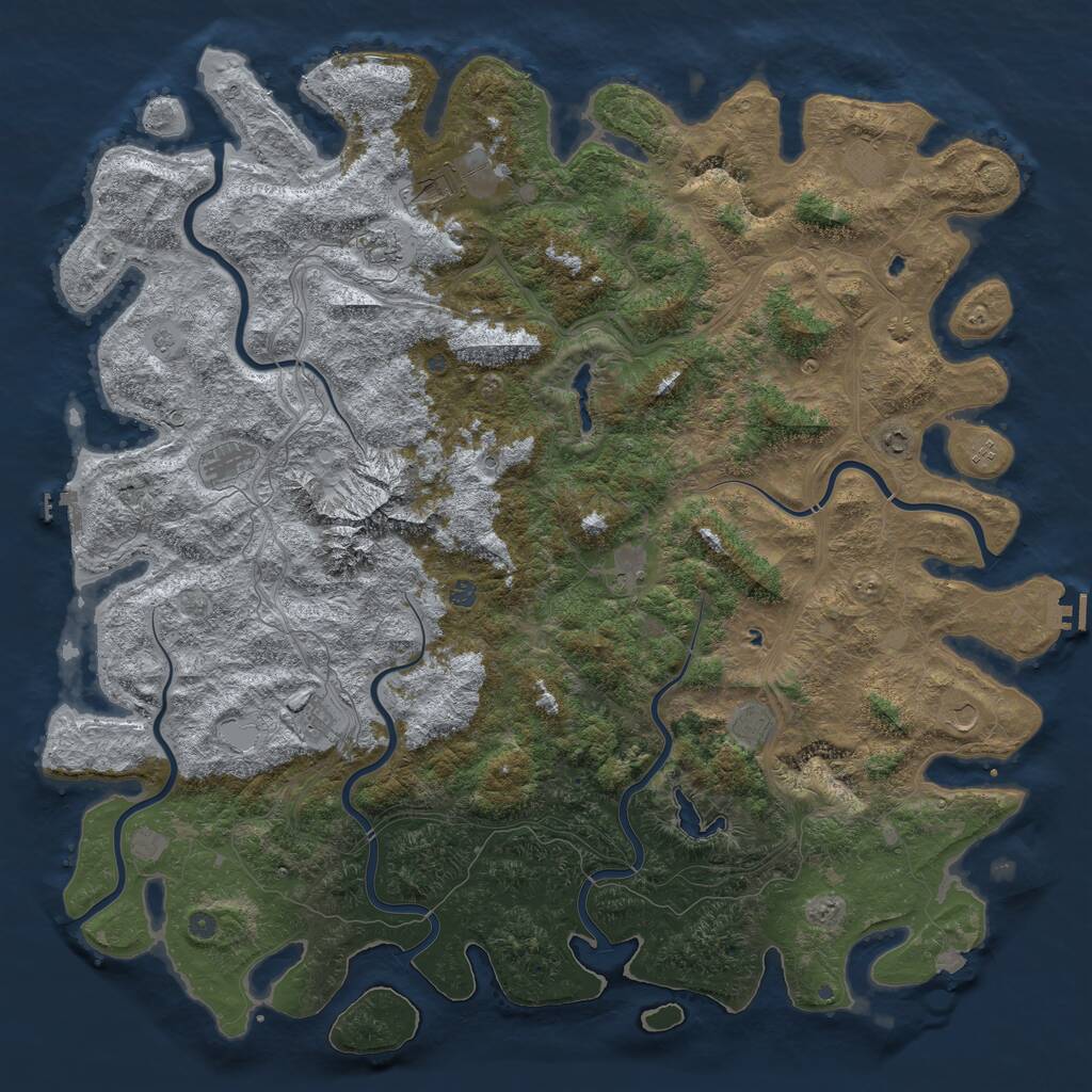 Rust Map: Procedural Map, Size: 6000, Seed: 2021060570, 17 Monuments