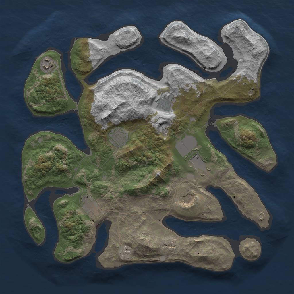 Rust Map: Barren, Size: 3600, Seed: 696465, 10 Monuments