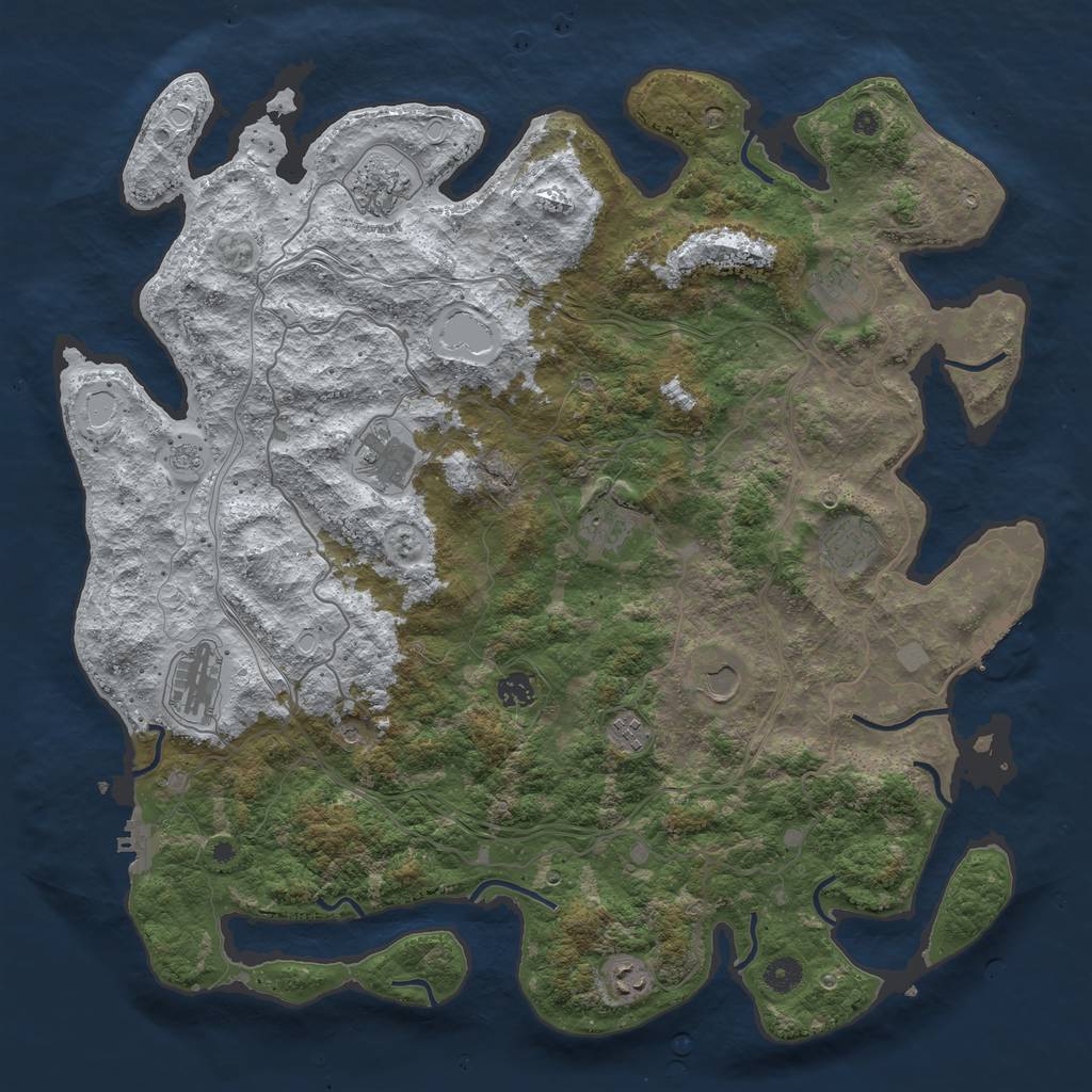 Rust Map: Procedural Map, Size: 4500, Seed: 12345687, 19 Monuments