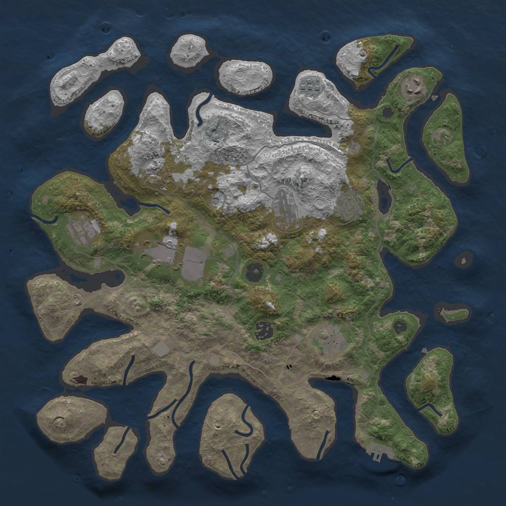 Rust Map: Procedural Map, Size: 4000, Seed: 1870051118, 16 Monuments