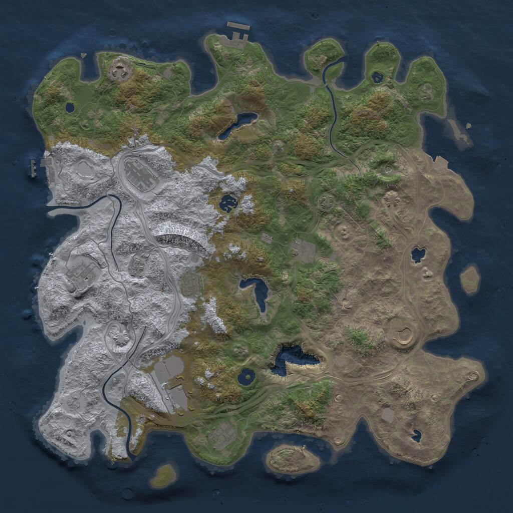 Rust Map: Procedural Map, Size: 4500, Seed: 516542, 16 Monuments