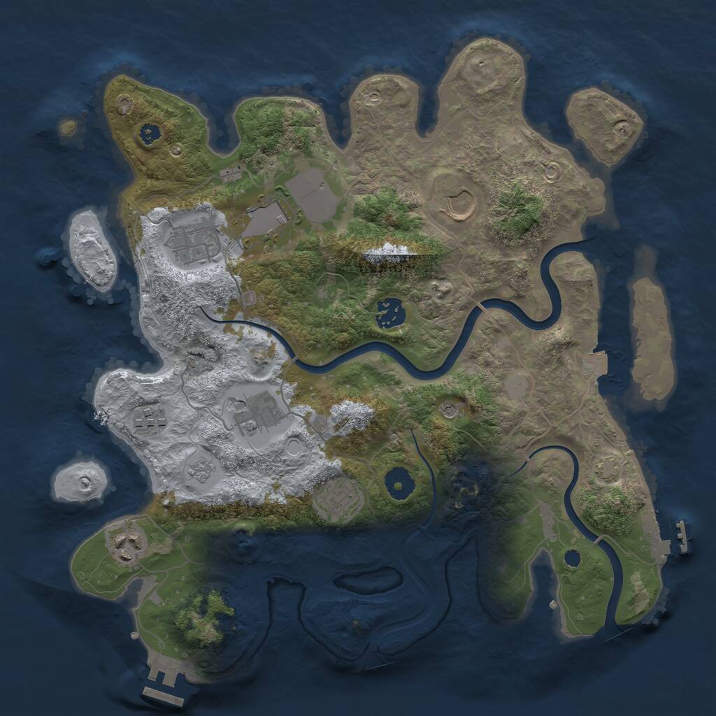 Rust Map: Procedural Map, Size: 3500, Seed: 12345247, 14 Monuments