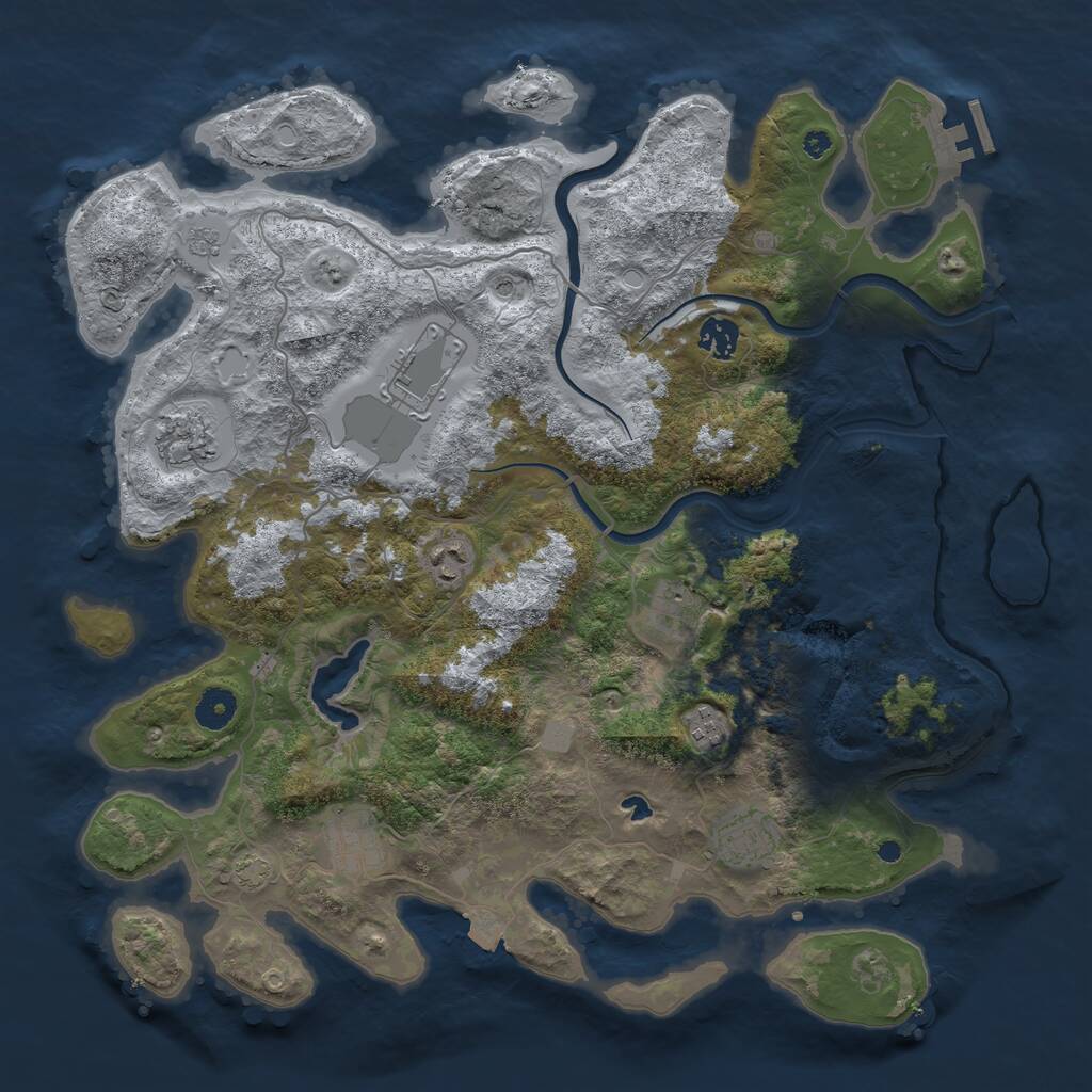 Rust Map: Procedural Map, Size: 4000, Seed: 83749, 13 Monuments