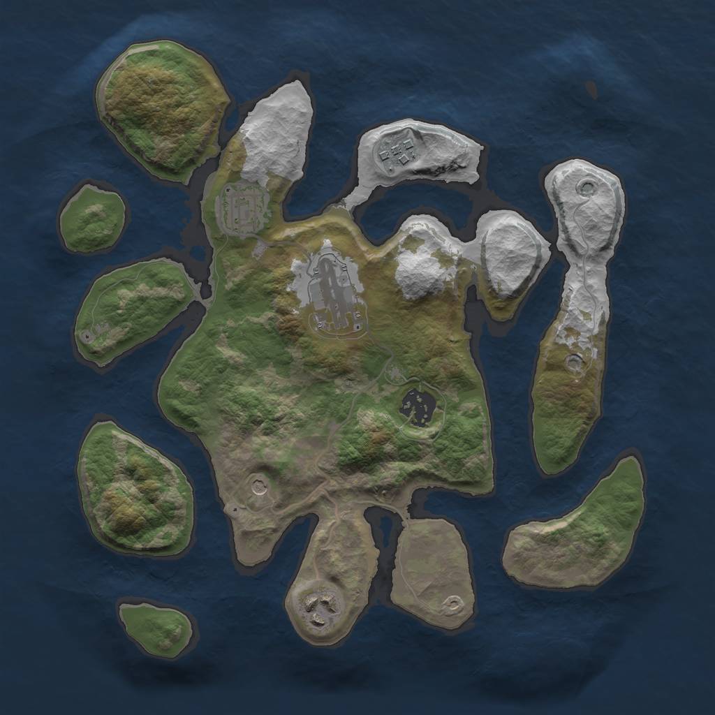 Rust Map: Barren, Size: 3000, Seed: 2057, 8 Monuments
