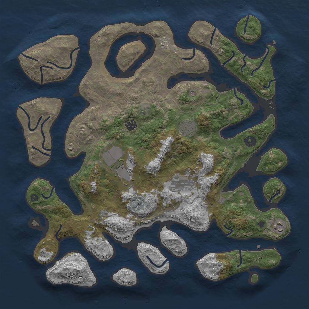 Rust Map: Procedural Map, Size: 4000, Seed: 113182, 9 Monuments