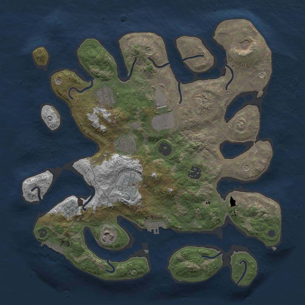 Rust Map: Procedural Map, Size: 3500, Seed: 64469409, 14 Monuments