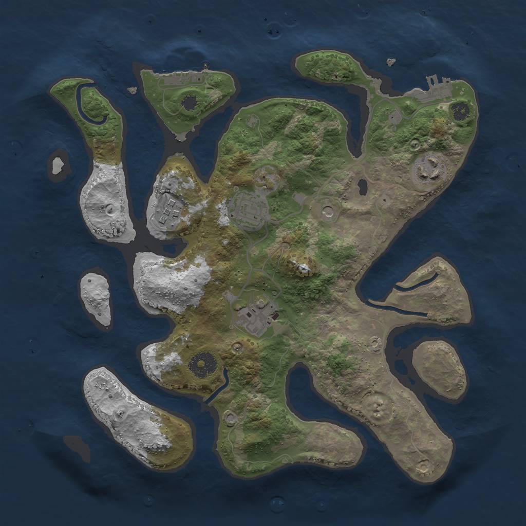 Rust Map: Procedural Map, Size: 3000, Seed: 1186745728, 9 Monuments