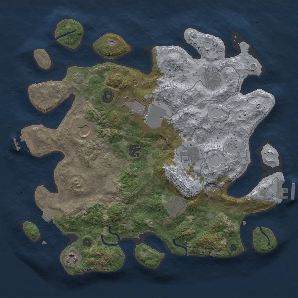 Rust Map: Procedural Map, Size: 3500, Seed: 23321, 13 Monuments