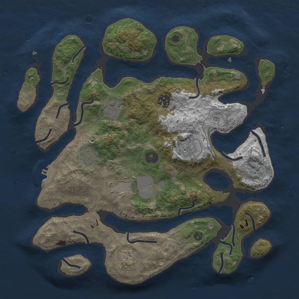 Rust Map: Procedural Map, Size: 3500, Seed: 13245, 10 Monuments