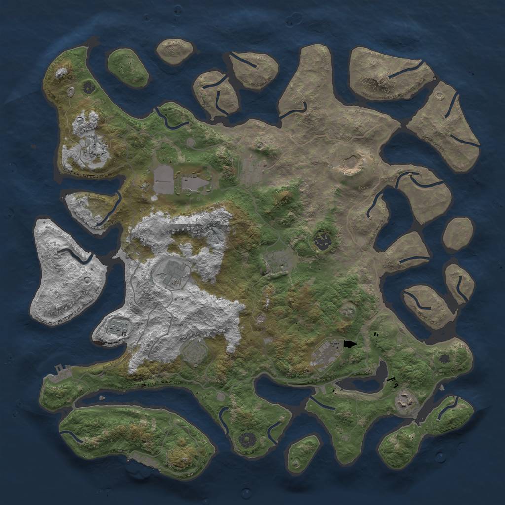 Rust Map: Procedural Map, Size: 4500, Seed: 575543, 16 Monuments