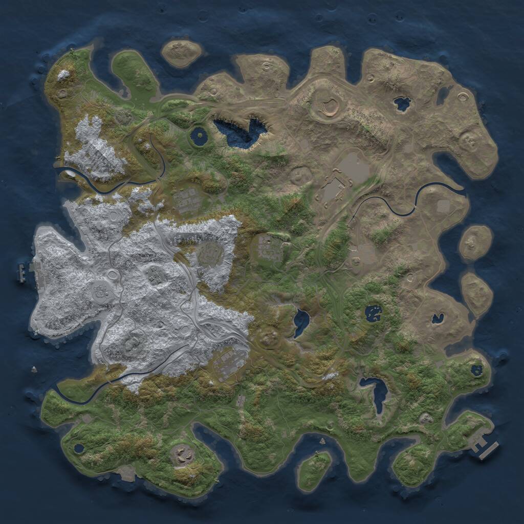 Rust Map: Procedural Map, Size: 4500, Seed: 575543, 16 Monuments