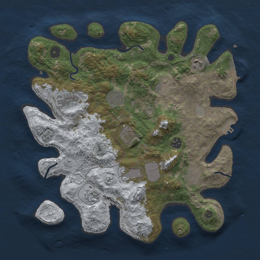 Rust Map: Procedural Map, Size: 3600, Seed: 162067837, 19 Monuments