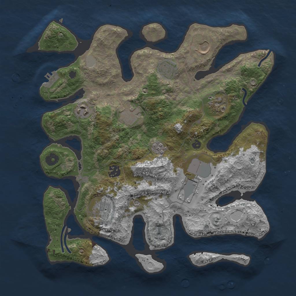 Rust Map: Procedural Map, Size: 3500, Seed: 361426, 16 Monuments