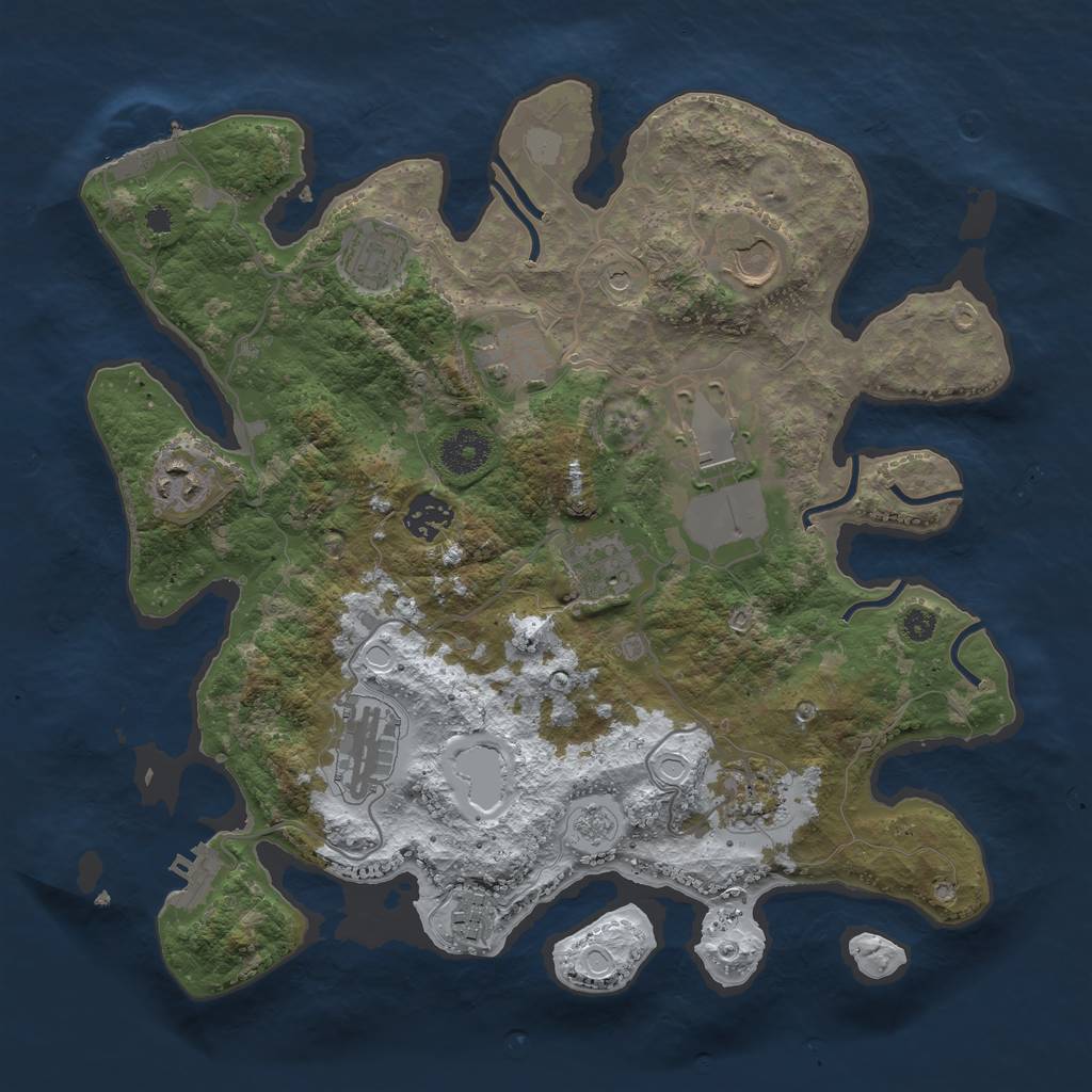 Rust Map: Procedural Map, Size: 3500, Seed: 339727, 19 Monuments
