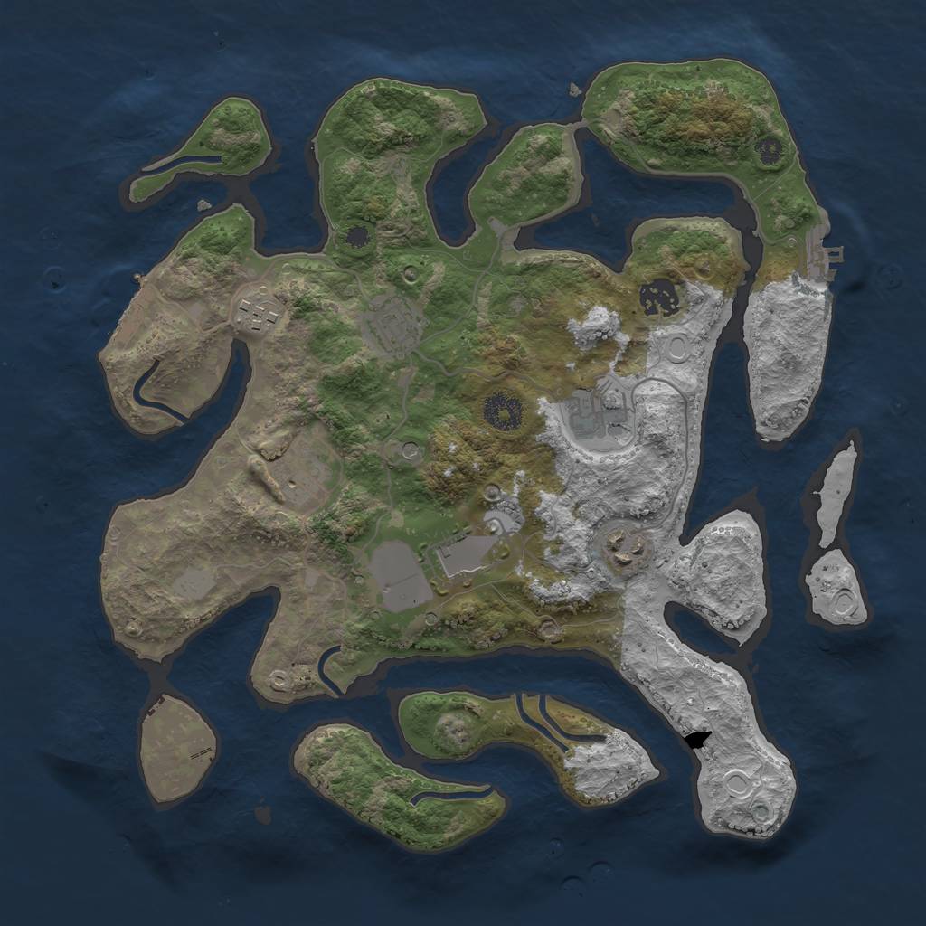 Rust Map: Procedural Map, Size: 3500, Seed: 800029, 15 Monuments