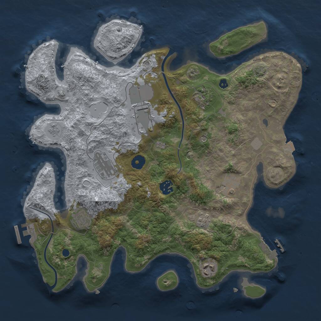 Rust Map: Procedural Map, Size: 3500, Seed: 263430, 14 Monuments