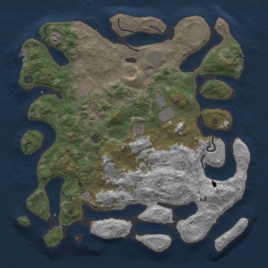 Rust Map: Procedural Map, Size: 4500, Seed: 259895, 16 Monuments