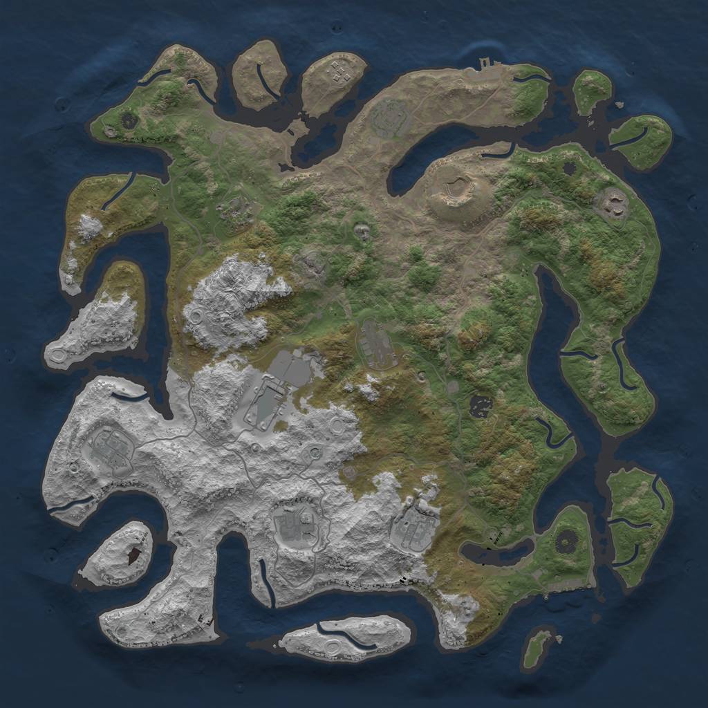 Rust Map: Procedural Map, Size: 4500, Seed: 805370, 19 Monuments