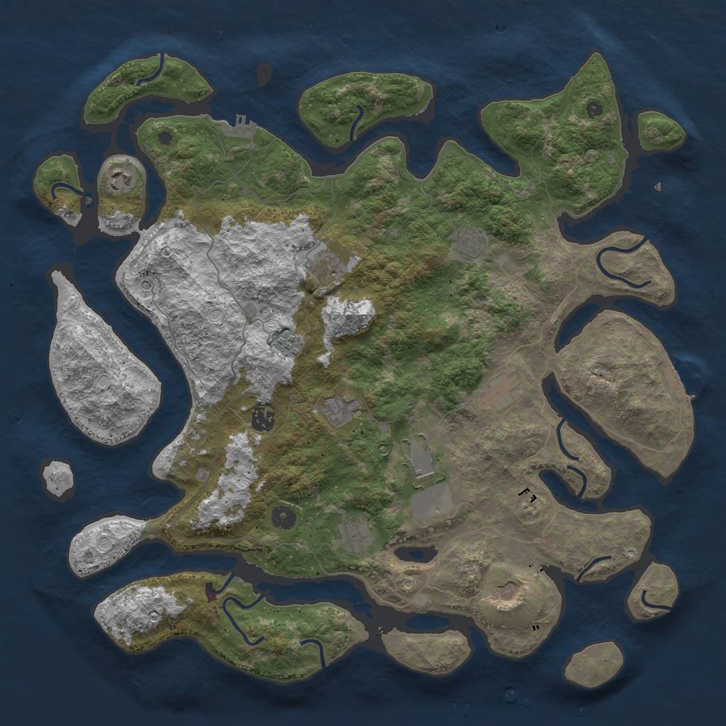 Rust Map: Procedural Map, Size: 4500, Seed: 273378, 18 Monuments