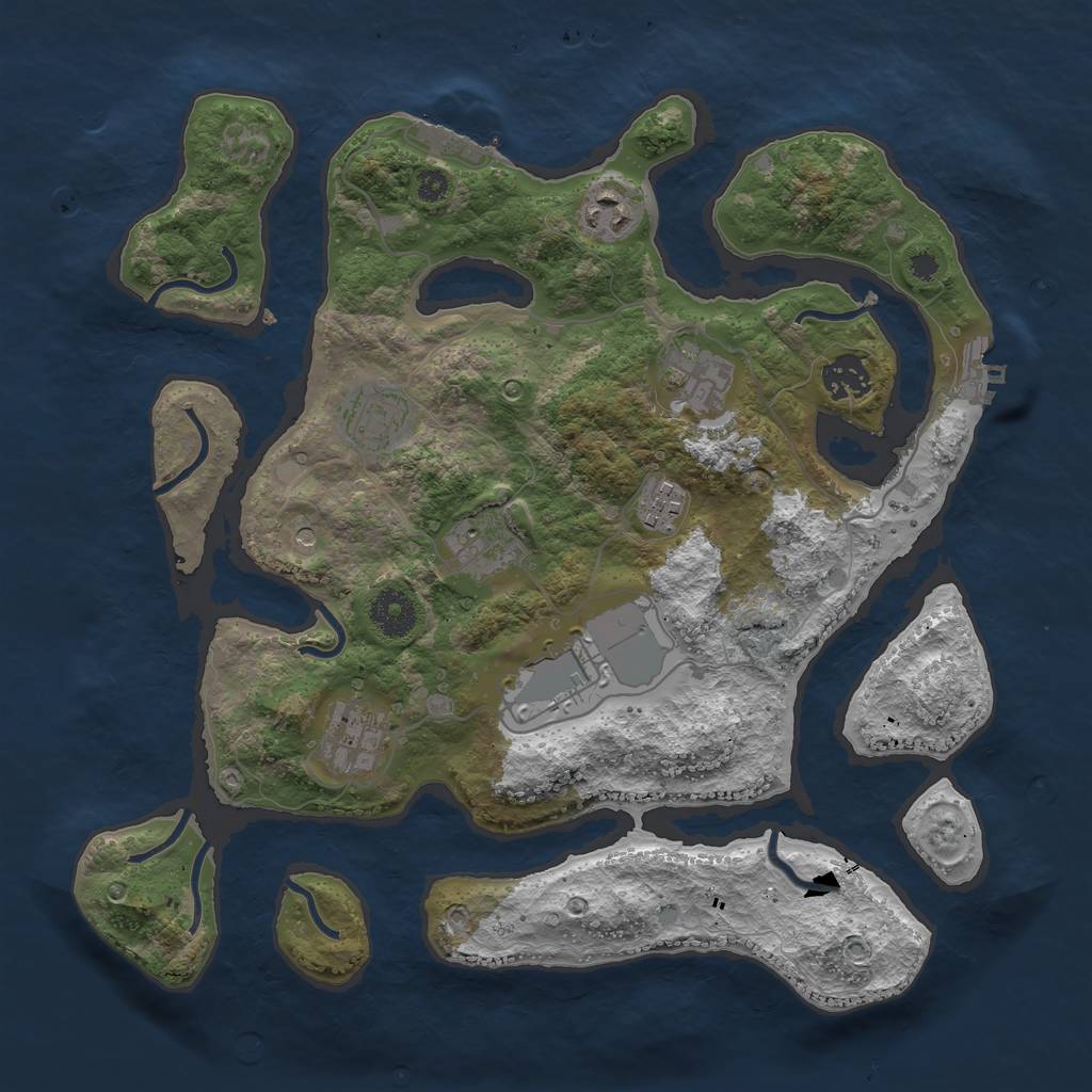 Rust Map: Procedural Map, Size: 3500, Seed: 679548, 13 Monuments