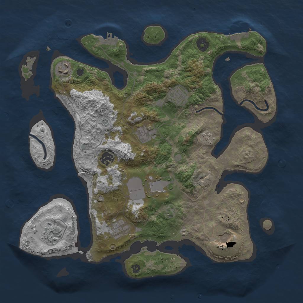 Rust Map: Procedural Map, Size: 3500, Seed: 296704, 14 Monuments