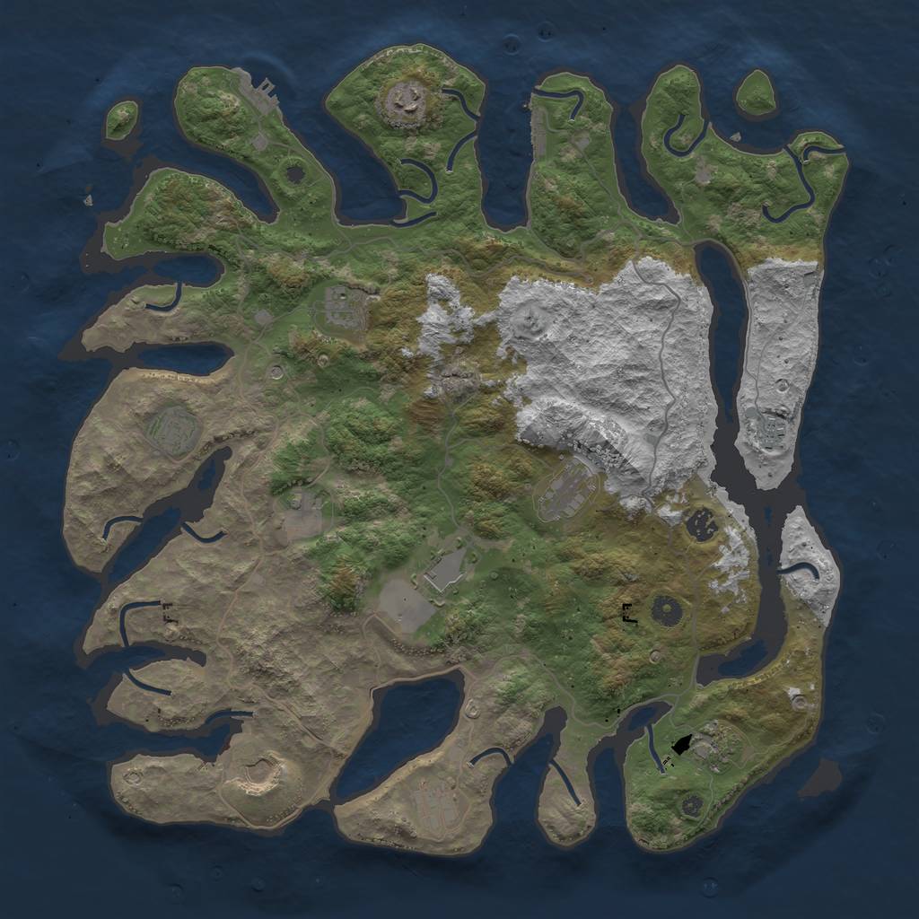 Rust Map: Procedural Map, Size: 4500, Seed: 373977611, 16 Monuments