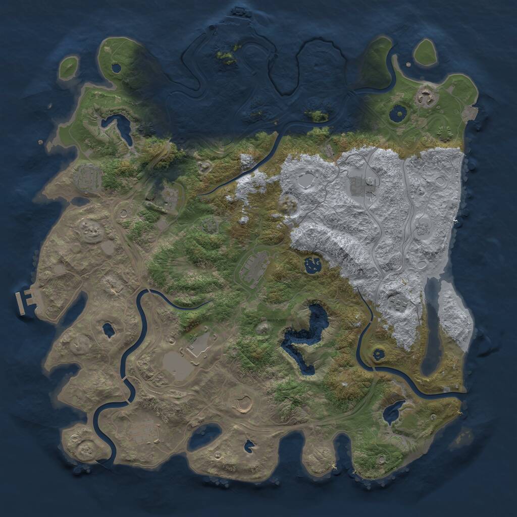Rust Map: Procedural Map, Size: 4500, Seed: 373977611, 16 Monuments