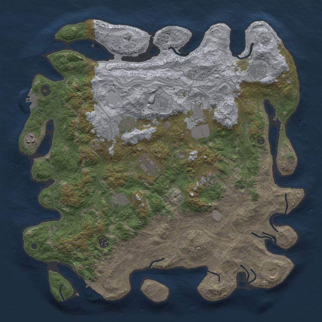 Rust Map: Procedural Map, Size: 4500, Seed: 213721, 18 Monuments