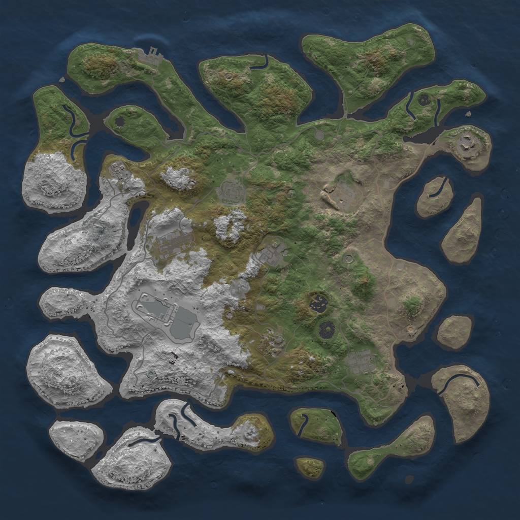 Rust Map: Procedural Map, Size: 4500, Seed: 432461, 14 Monuments