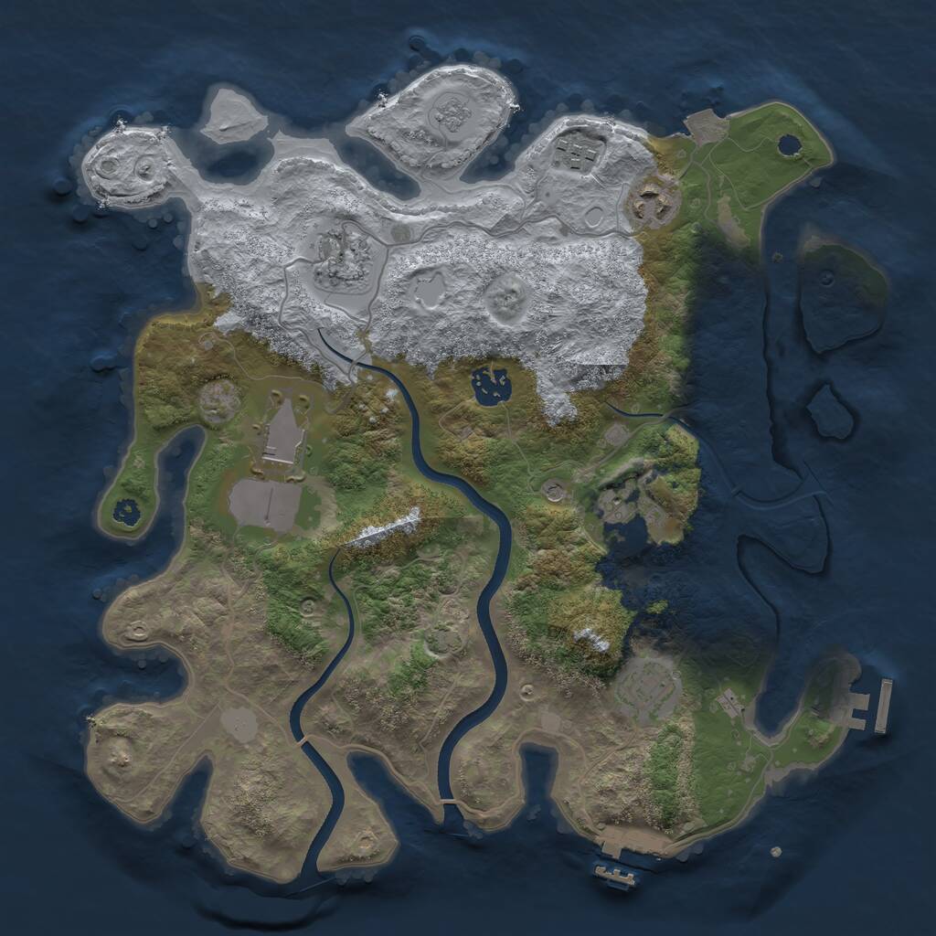 Rust Map: Procedural Map, Size: 3500, Seed: 333697, 13 Monuments