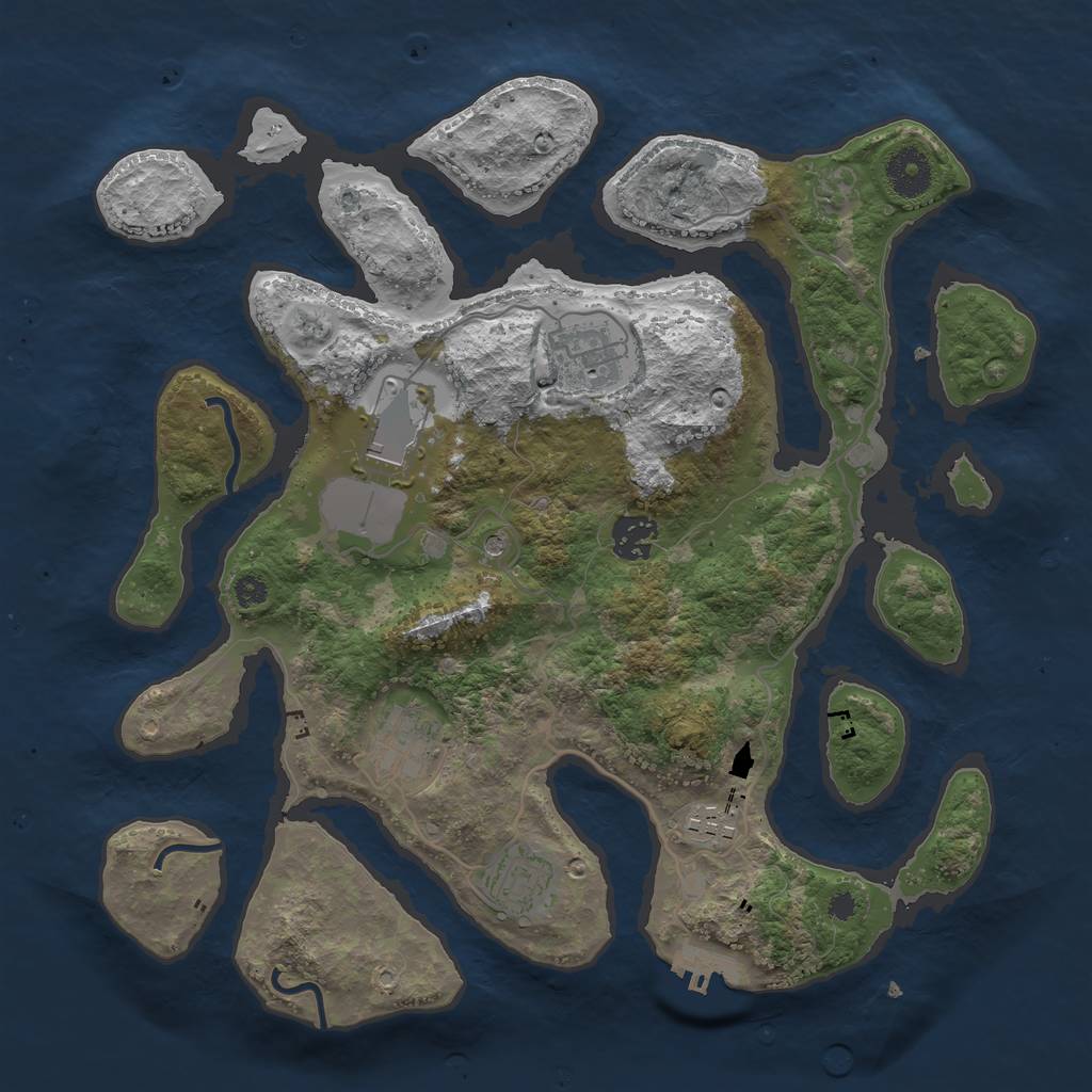 Rust Map: Procedural Map, Size: 3500, Seed: 333697, 10 Monuments