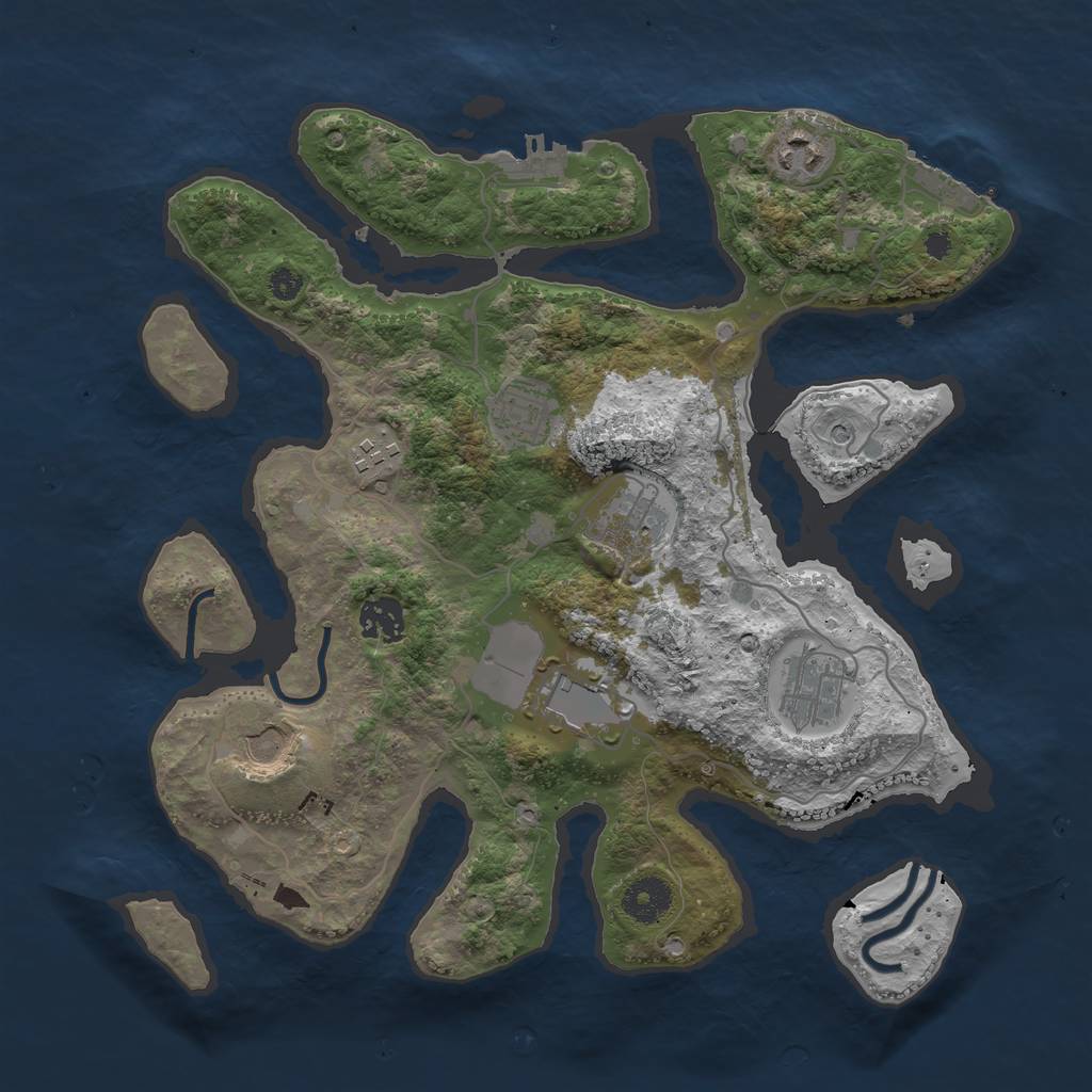 Rust Map: Procedural Map, Size: 3500, Seed: 160737, 13 Monuments