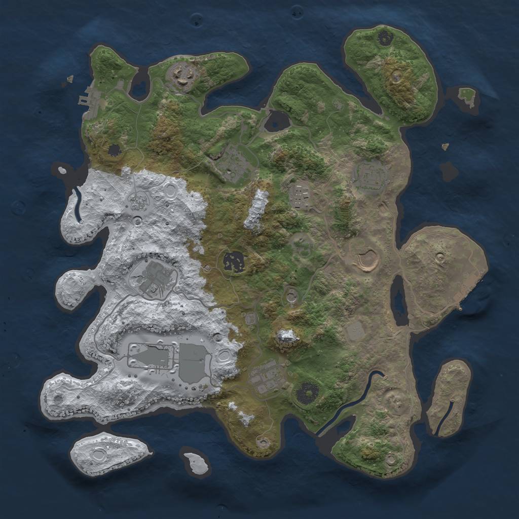 Rust Map: Procedural Map, Size: 3500, Seed: 316040, 18 Monuments