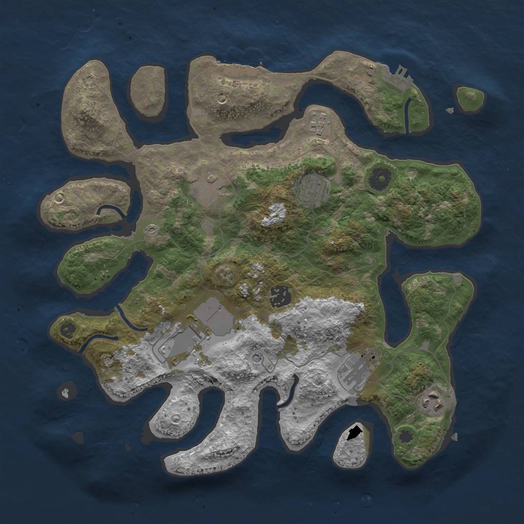 Rust Map: Procedural Map, Size: 3500, Seed: 318413, 12 Monuments