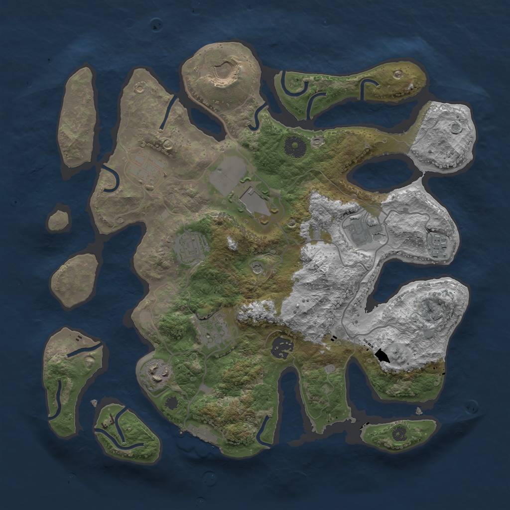 Rust Map: Procedural Map, Size: 3500, Seed: 681293942, 13 Monuments