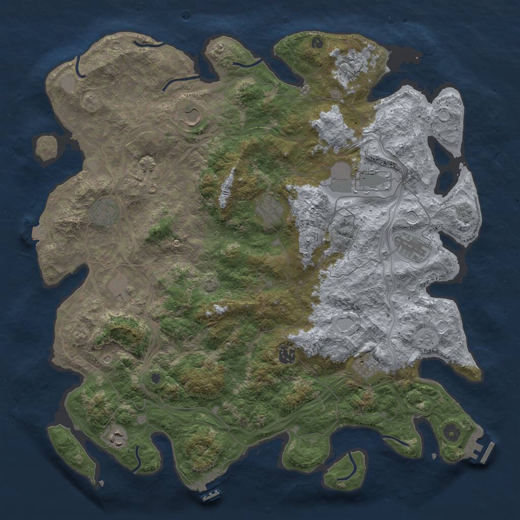 Rust Map: Procedural Map, Size: 4500, Seed: 553049, 17 Monuments