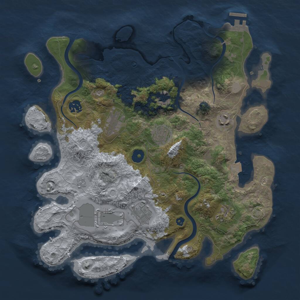 Rust Map: Procedural Map, Size: 3500, Seed: 611044, 13 Monuments
