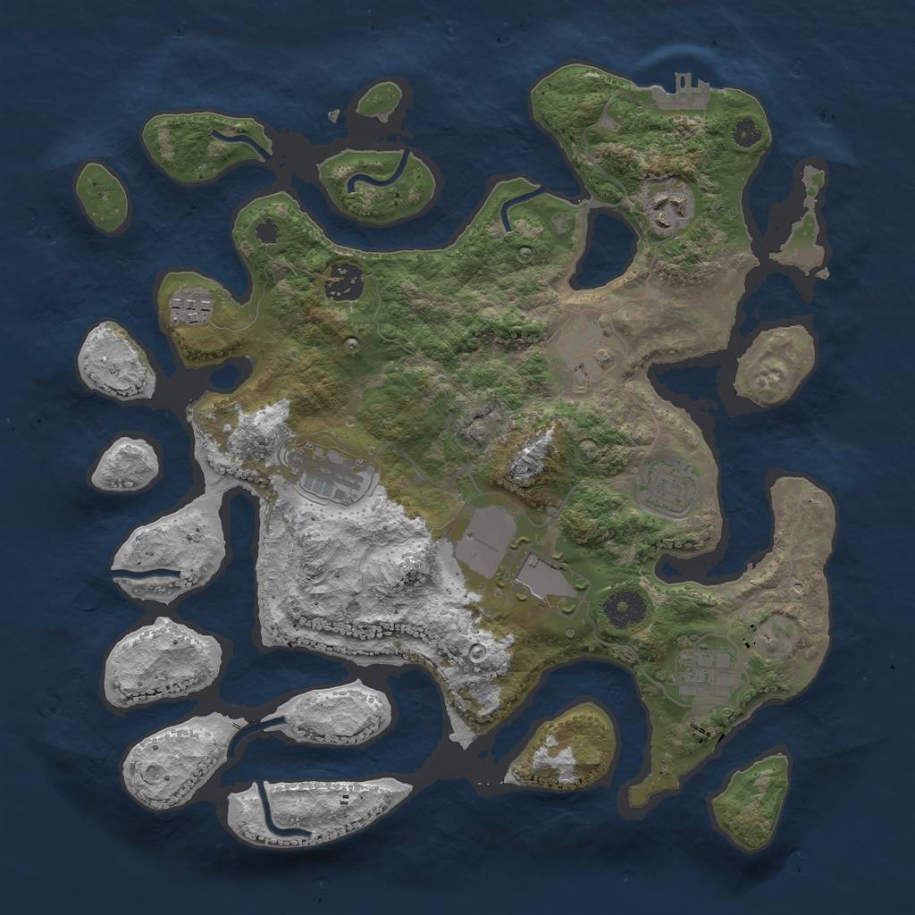 Rust Map: Procedural Map, Size: 3500, Seed: 611044, 11 Monuments